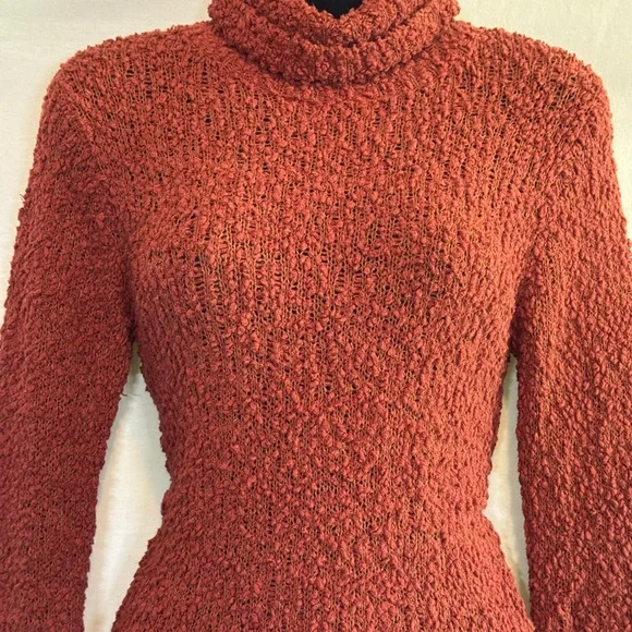 B-97 David Brooks Rust Red Turtle neck Long Sleeve Pullover Sweater Size S - Picture 4 of 15